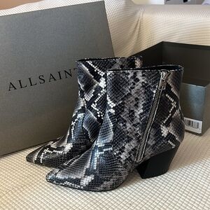 All saints snake embossed boots 8.5 M black/white